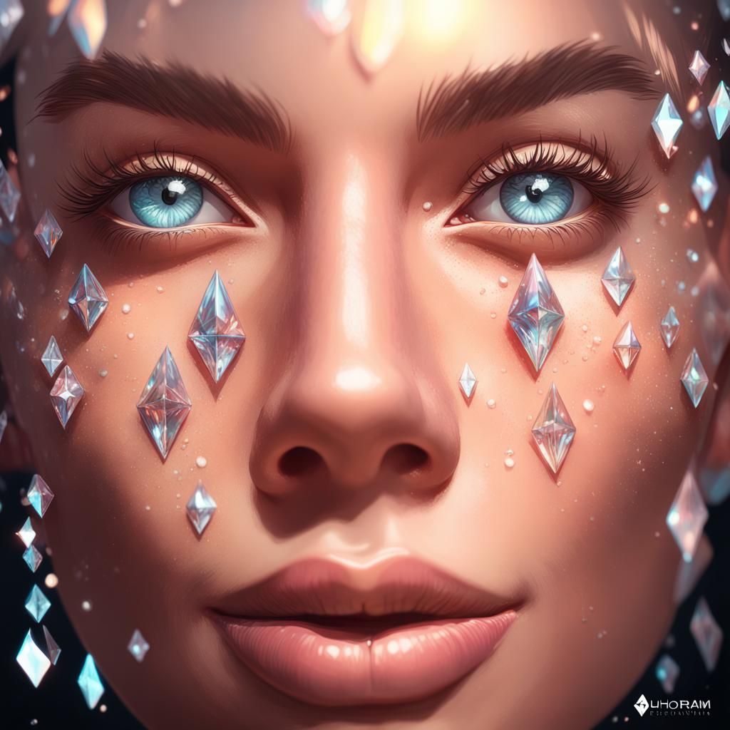 Diamond Rain Portrait in Art Nouveau Style
