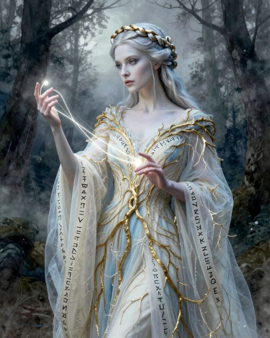 Frigga Weaving Threads of Fate  by @Hallkatla