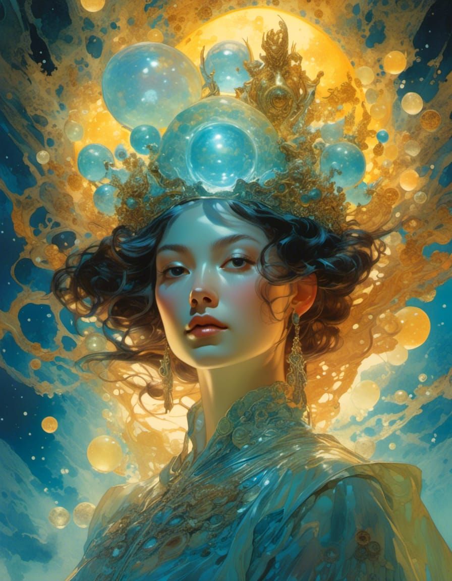 Glowing Figure in Jelly Slime: Hyperreal Astral Portrait