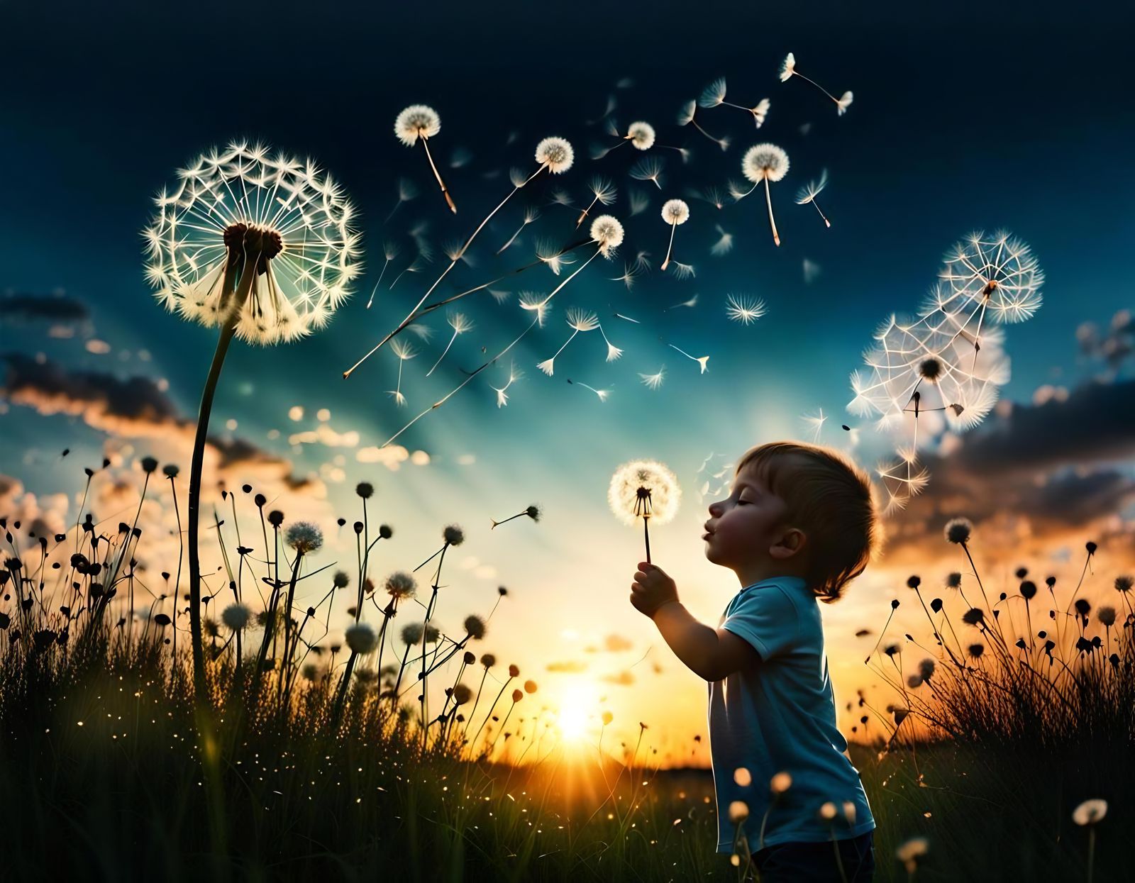 Child with Dandelions  by @SandyGail