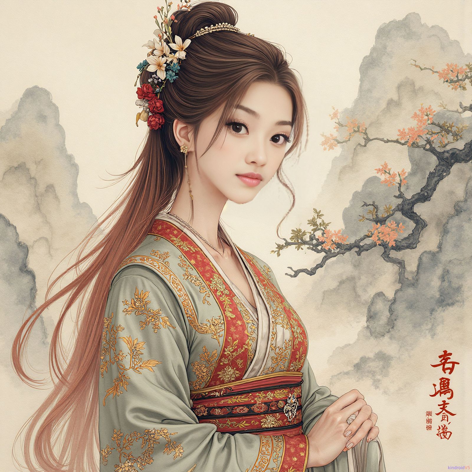 Sumi - Intricately detailed Chinese ink wash painting