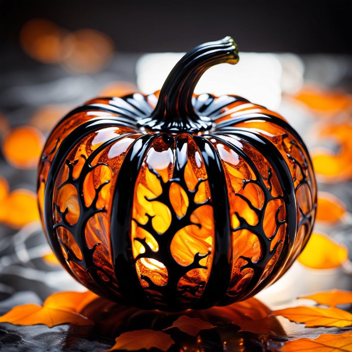 Halloween Stained Marble Pumpkin AI Generated Artwork NightCafe Creator