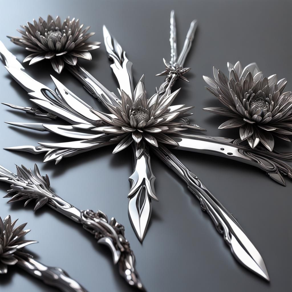 Flowers With Petals Made Out Of Sword Blades