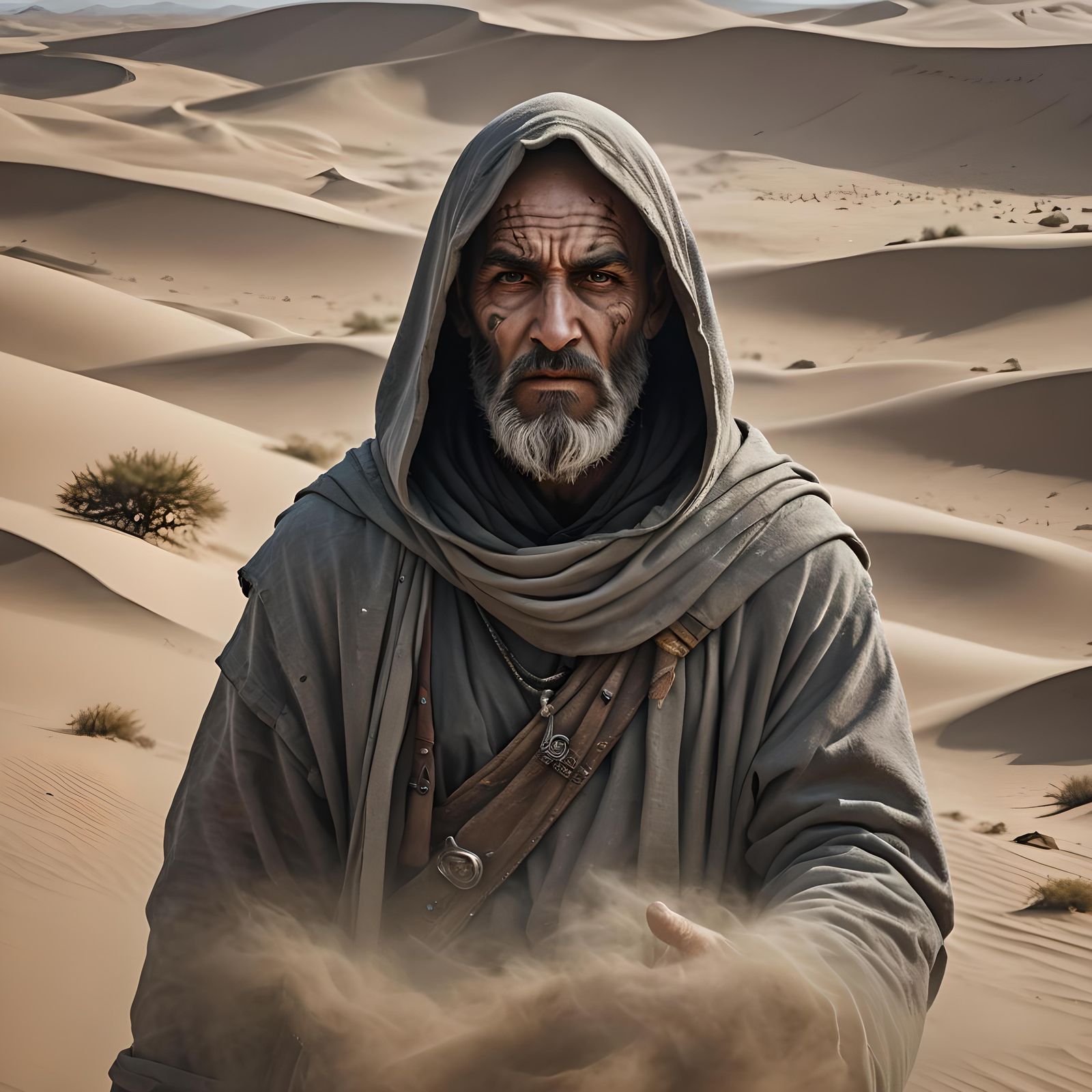 Desert Monk from the desertfathers looking onto the desert - AI ...