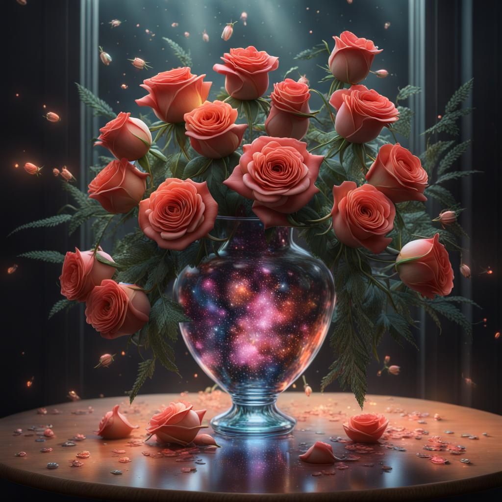 Flower Vase Still Life: Roses 2