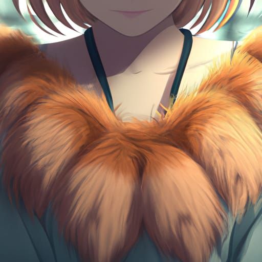 Fox fur around girls neck