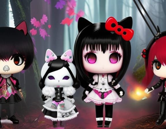 A (((Gothic hello kitty)))!!!, (((Playing a game)))!!! at ((...