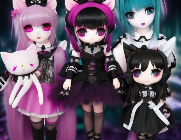 A (((Gothic hello kitty)))!!!, (((Playing a game)))!!! at ((...