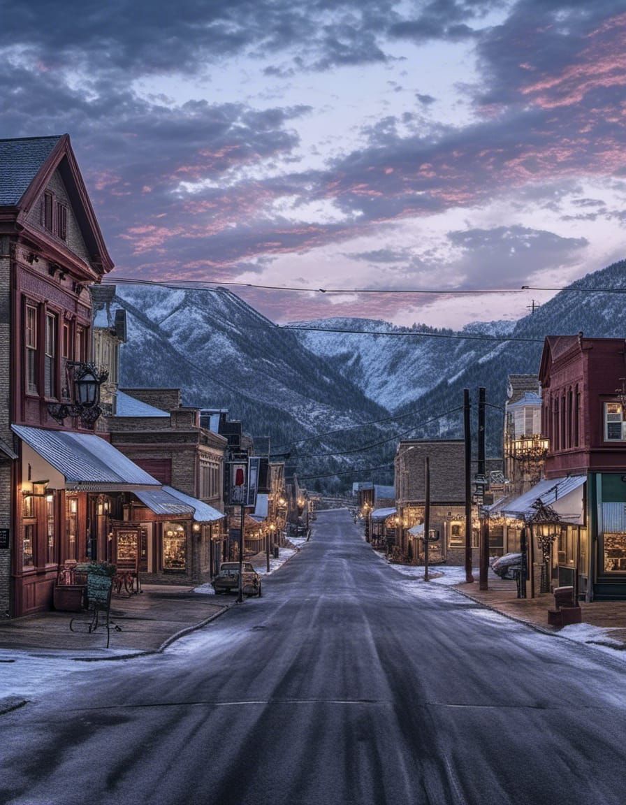 Mountain town main street - AI Generated Artwork - NightCafe Creator