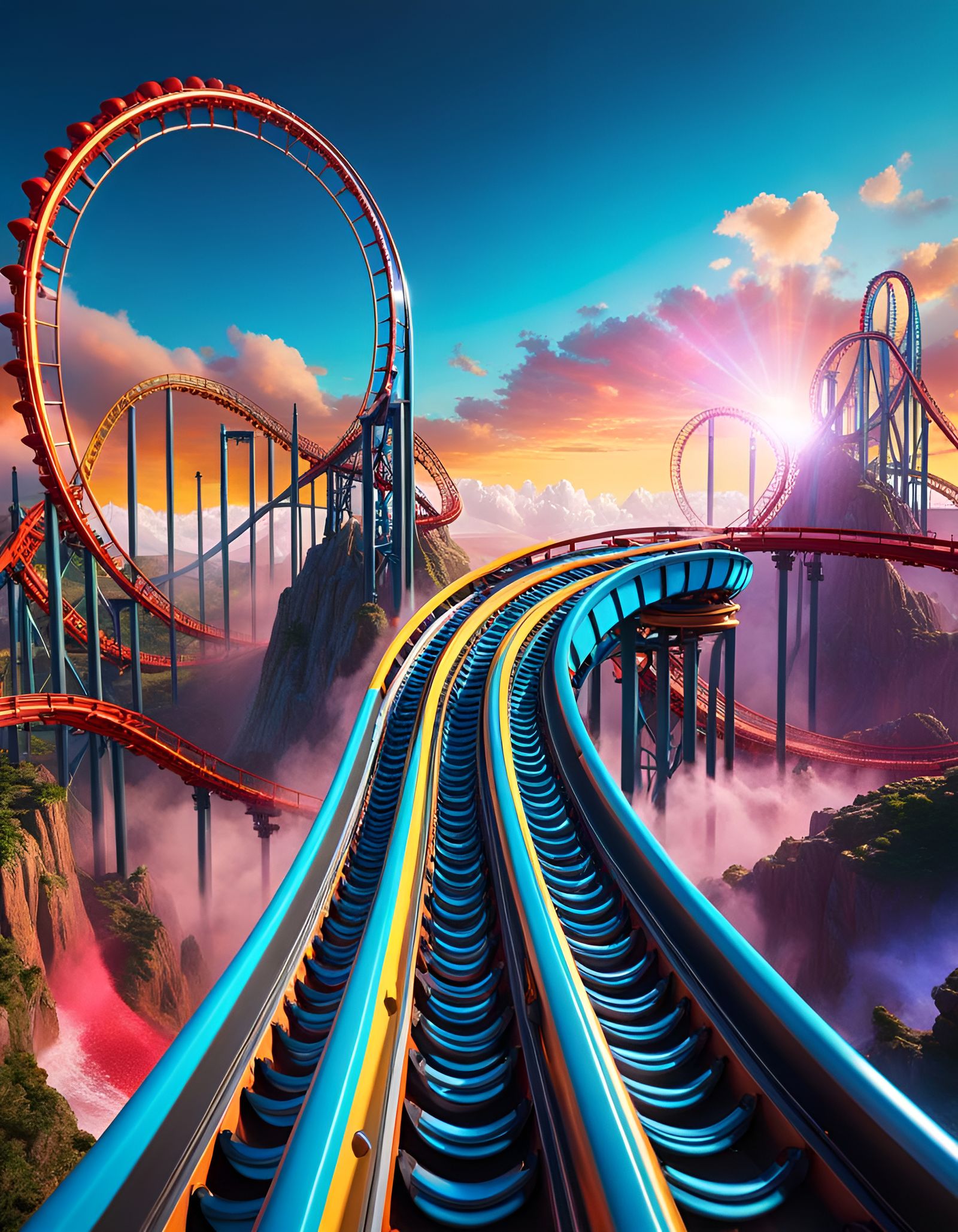 Roller Coaster - AI Generated Artwork - NightCafe Creator