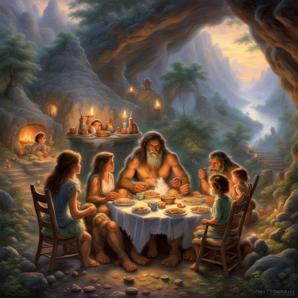 Prehistoric Dinner Time  in a Popular Outdoor Restaurant
