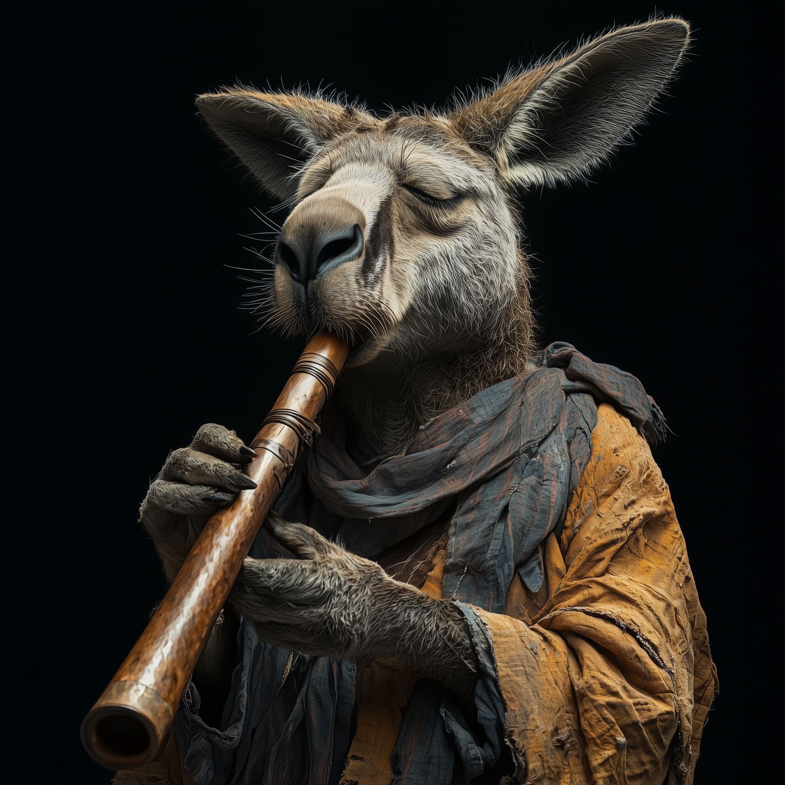 Kangaroo Playing Didgeridoo