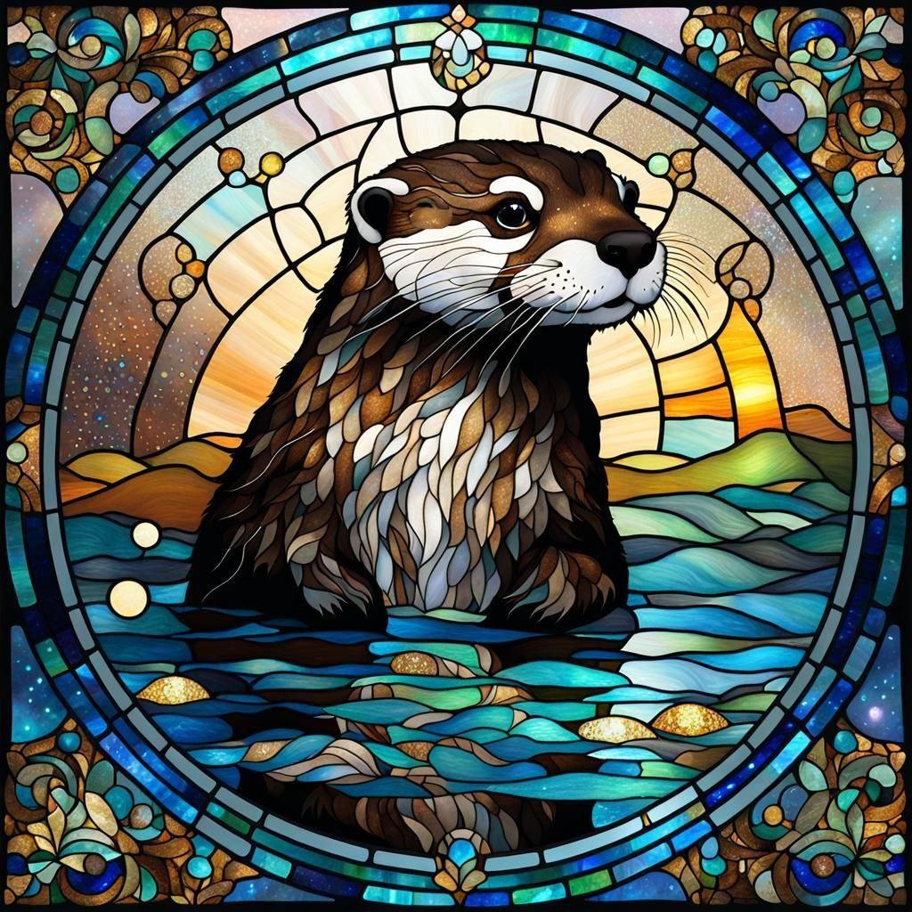 Stained glass otter - AI Generated Artwork - NightCafe Creator