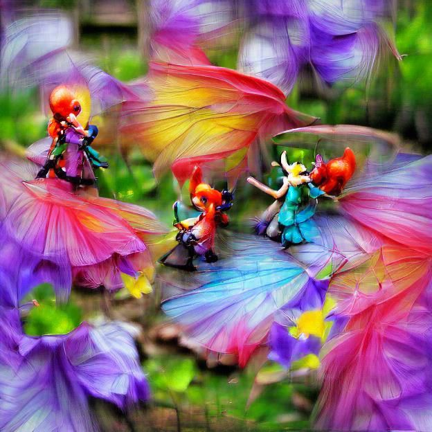 Dancing fairies in a garden