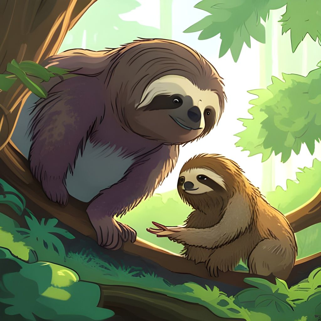mum and baby sloth  by @undefined