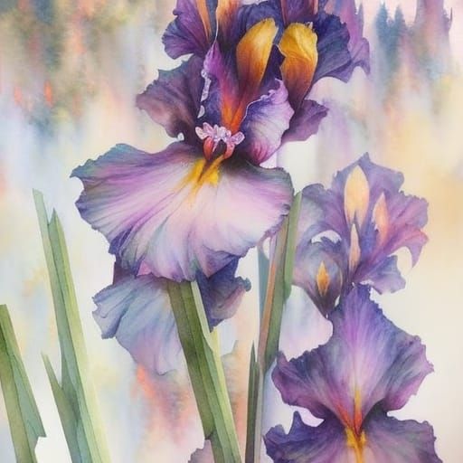 tall bearded iris watercolor warrior