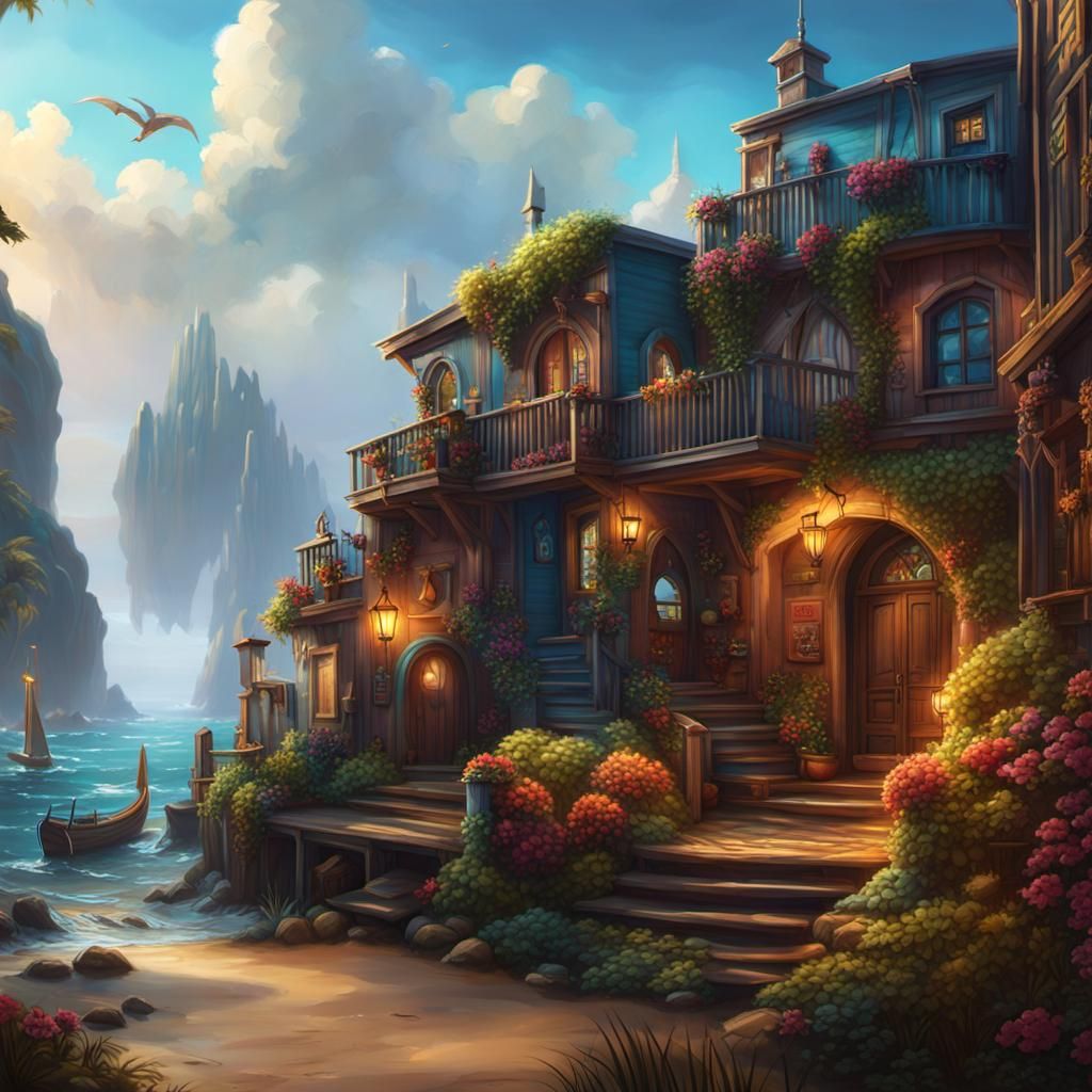 A cozy little nook in a coastal town  by @belsghost