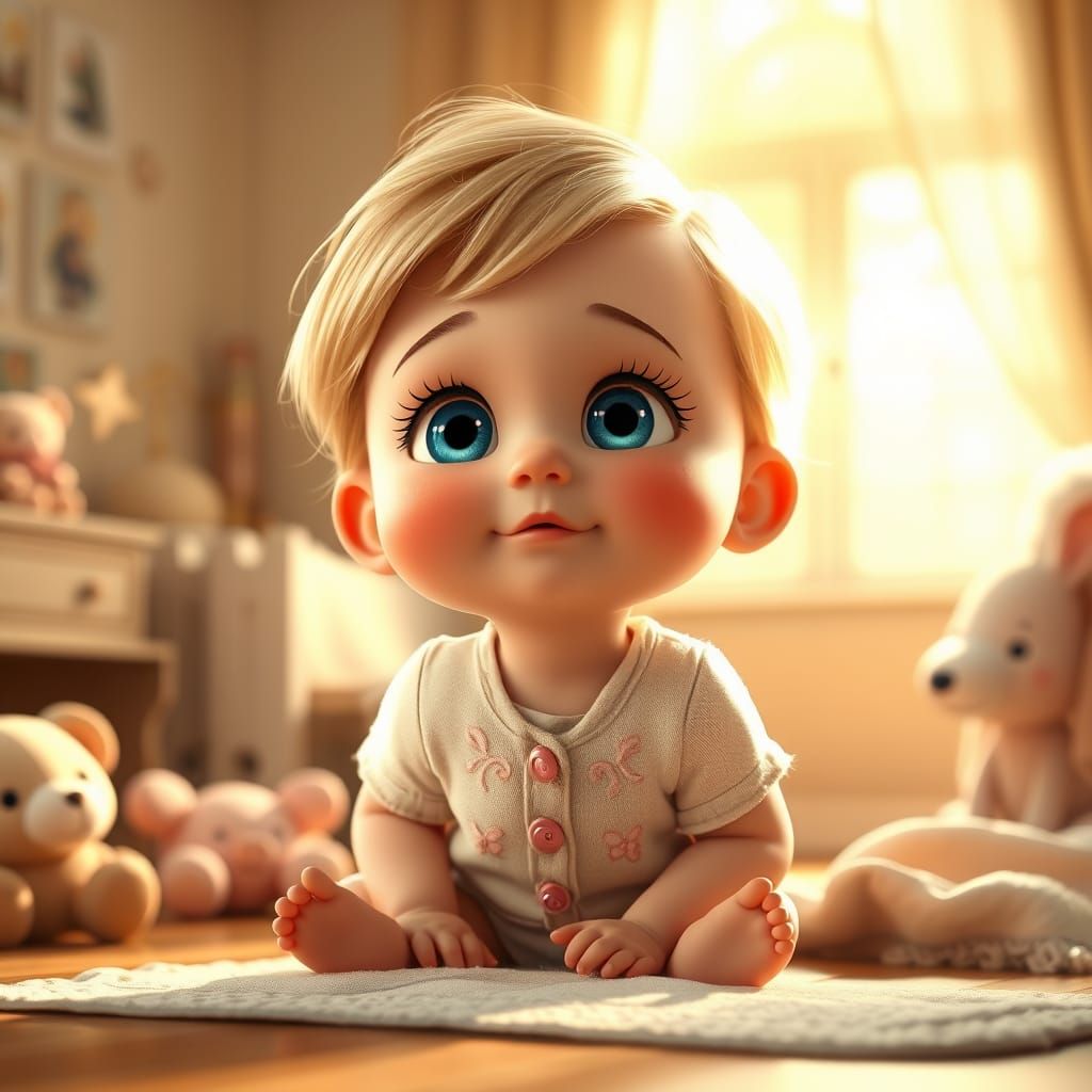 Whimsical Baby's Serene Moment in a Magical Nursery