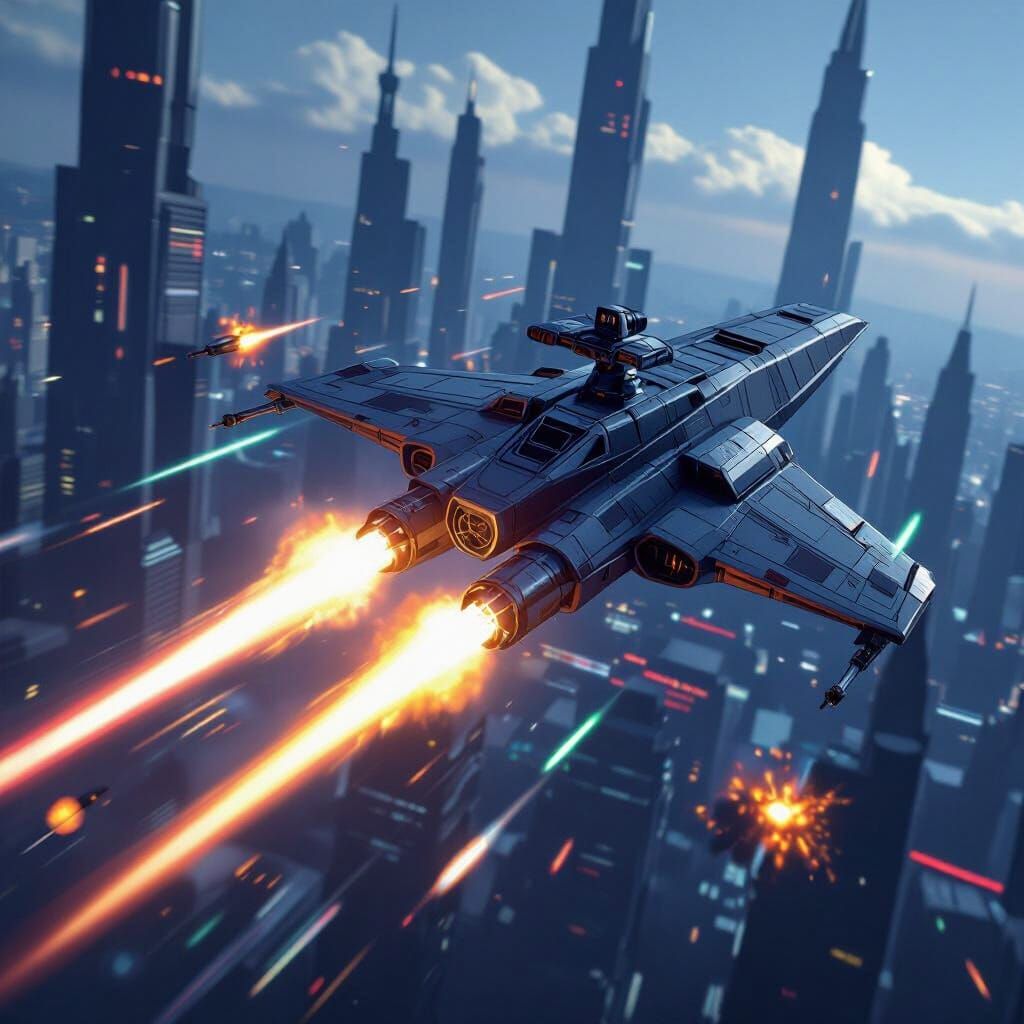 Star Wars Coruscant Guard Gunship shooting missles