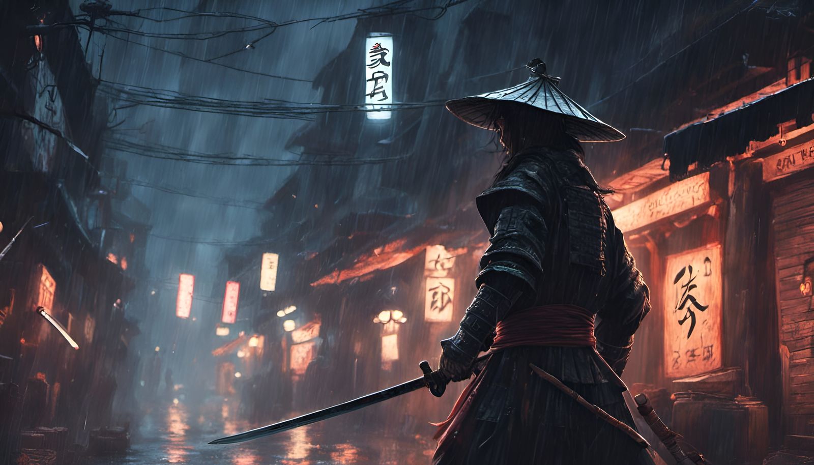 Samurai in an alley - AI Generated Artwork - NightCafe Creator