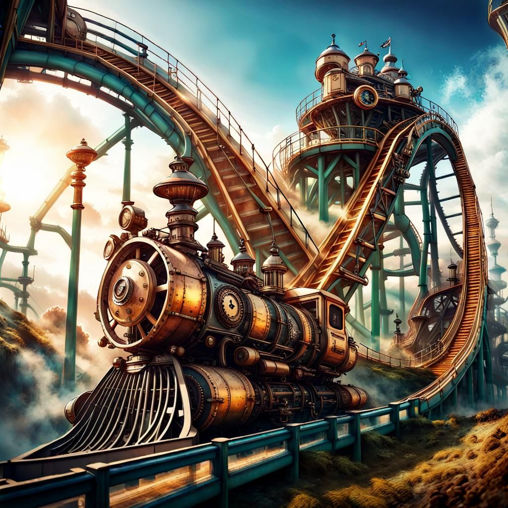 Steampunk Roller coaster AI Generated Artwork NightCafe Creator