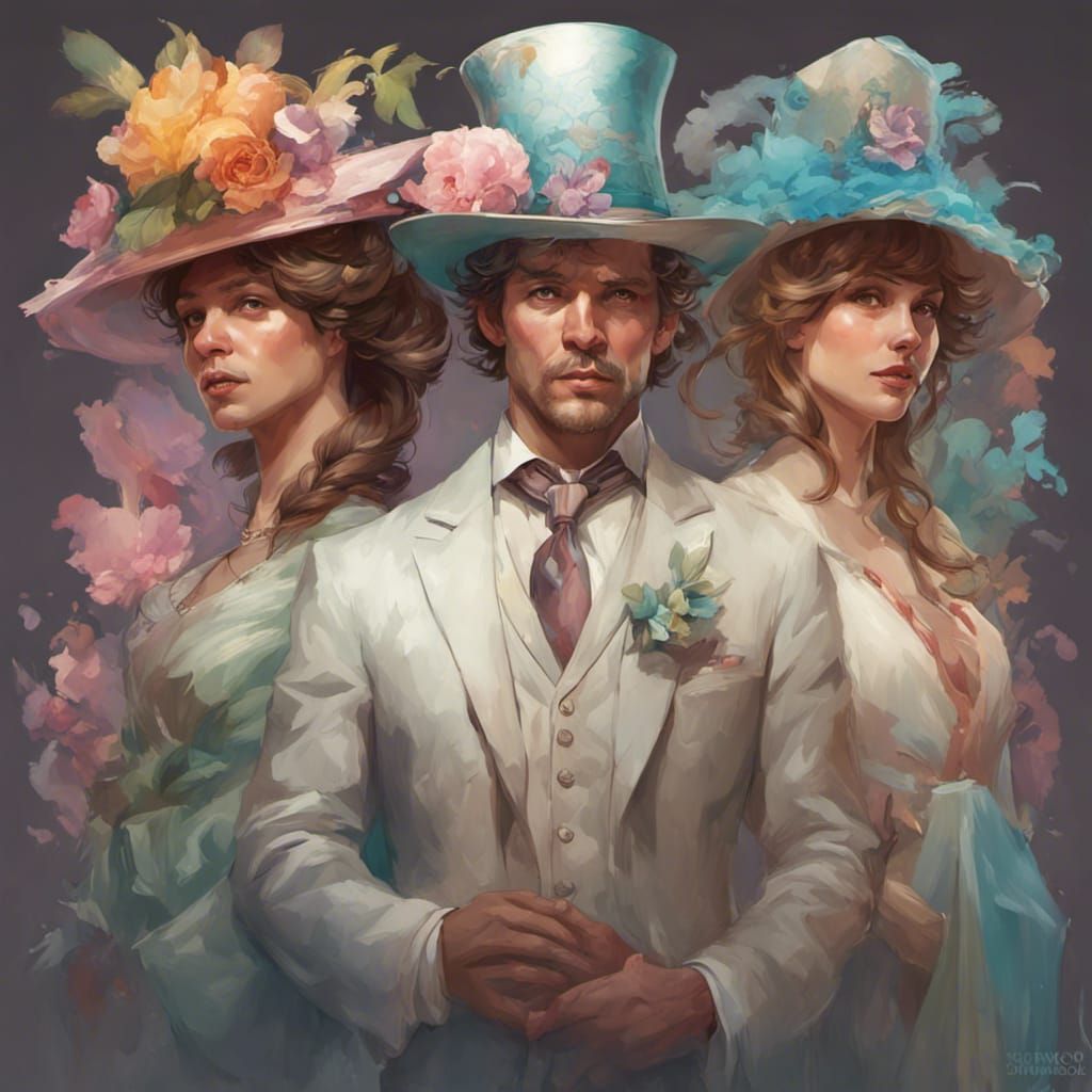 Lady's and gentlemen wearing easter hats  by @Haven