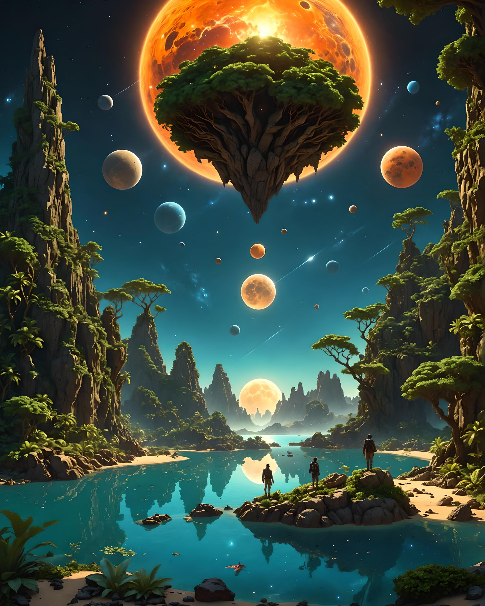 Cosmic Island Oasis - AI Generated Artwork - NightCafe Creator