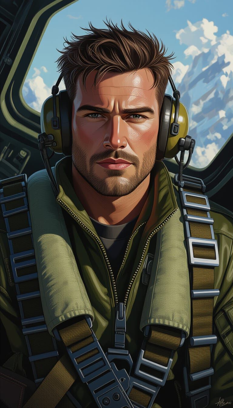 Pilot Portrait Concept Art in Dynamic Lighting