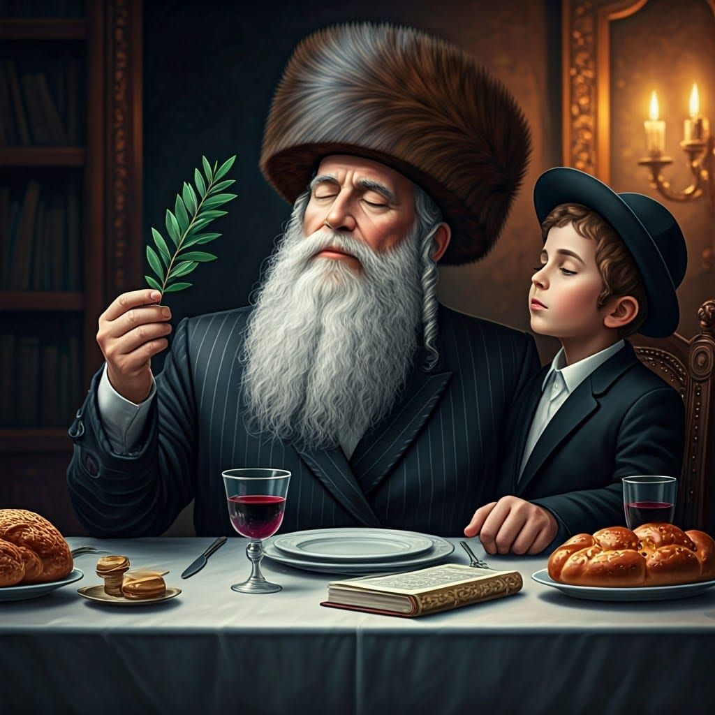Jewish Man Enjoys Myrtle Scent in Fantasy Art Style