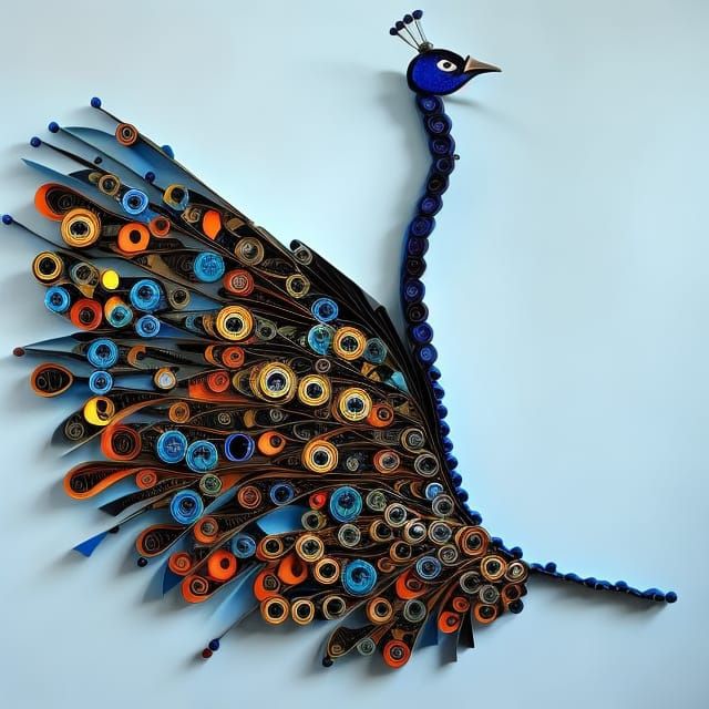 Peacock of Metal and bottle caps 6