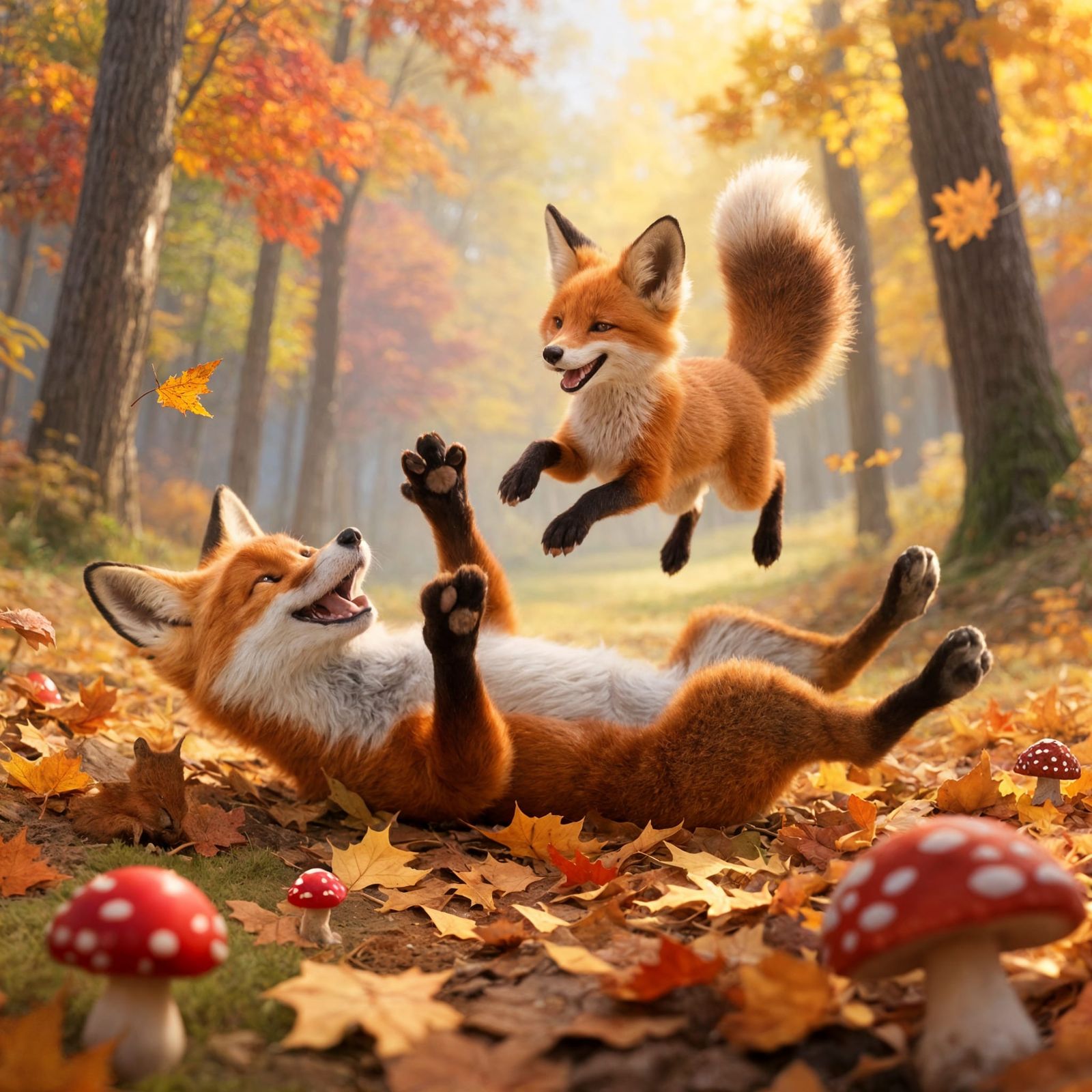 Autumn Foxes  by @Andrachiel