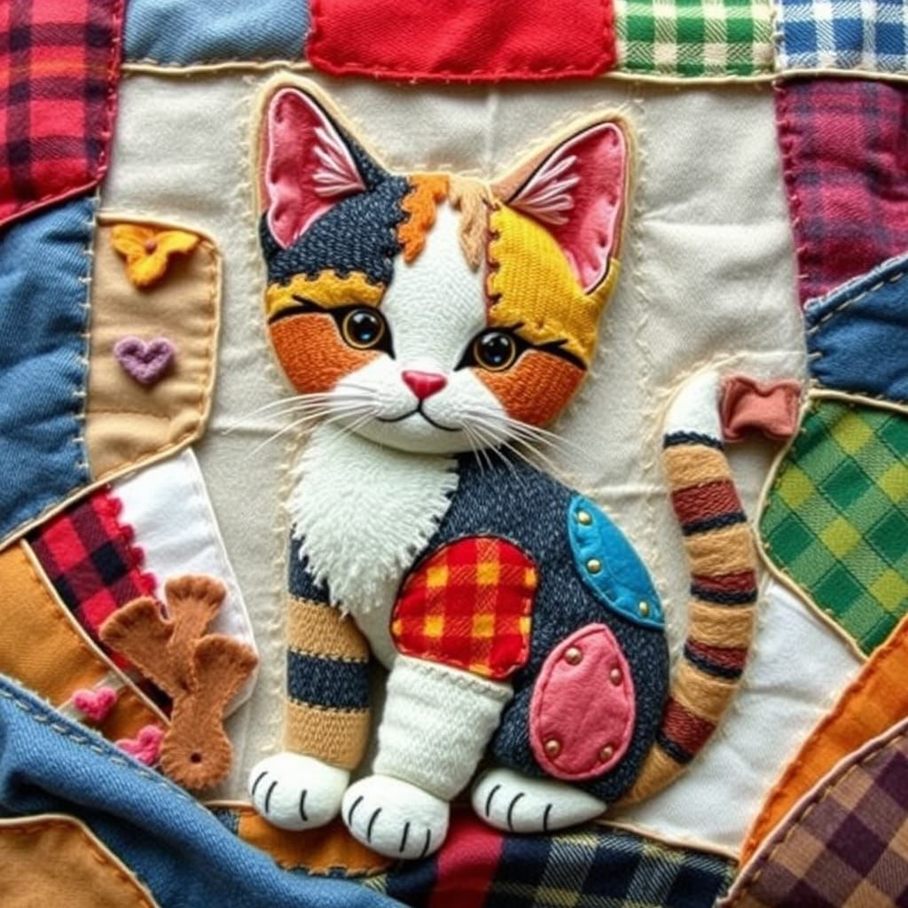 Patchwork Kitten  by @Platypuschow 