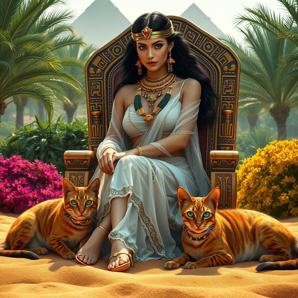 Egyptian Queen and Her Cats AI Generated Artwork NightCafe Creator