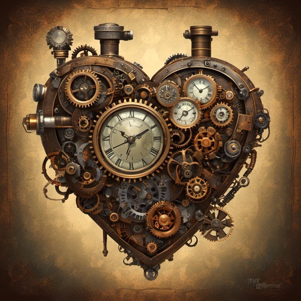 contemporary art style, steampunk Heart<lora:Contemporary-SP:1.0> 