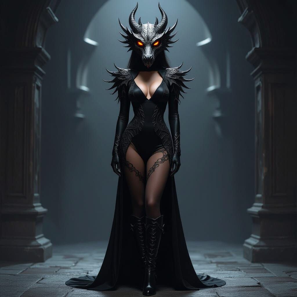 Gothic Dragon Woman in Dark Fantasy Art