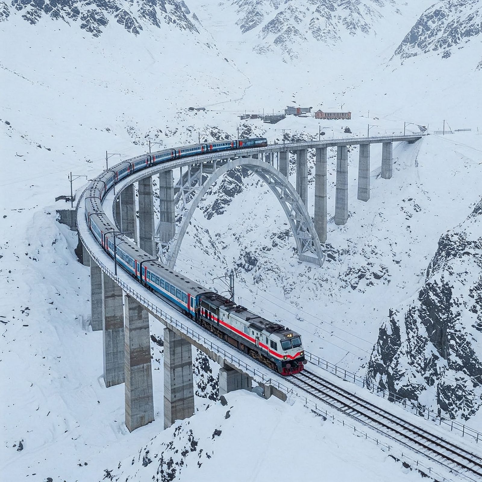 Train on the highest bridge