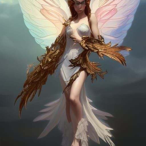 fairy queen wings head and shoulders portrait, 8k resolution...