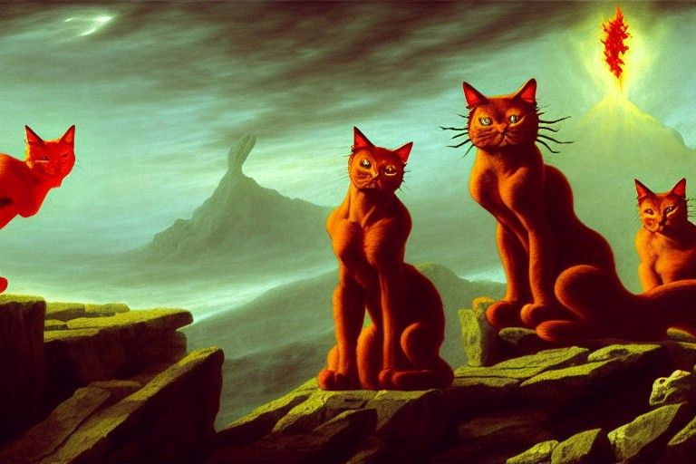 Red fire cats on fire from hell 5