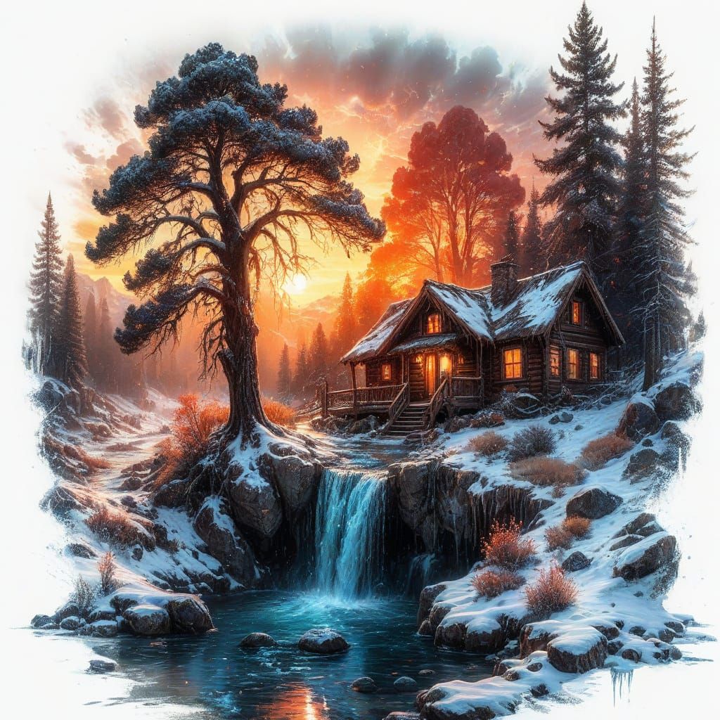 A Yellowstone Winter Rustic Cabin