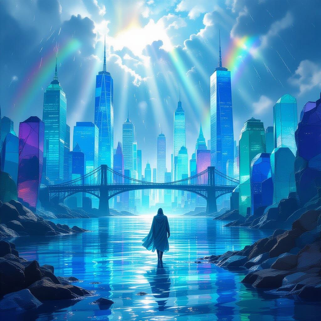 Fantastical Sea Glass Underwater Cityscape