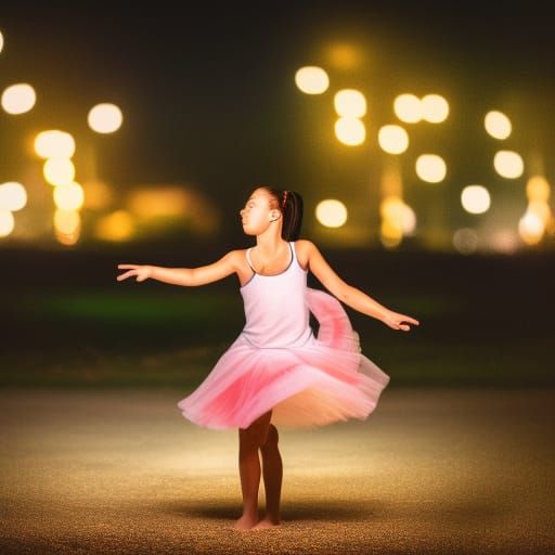 girl dancing under the night sky