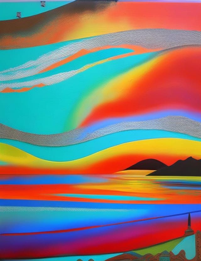 dirty dark acrylic paint pouring, boats
