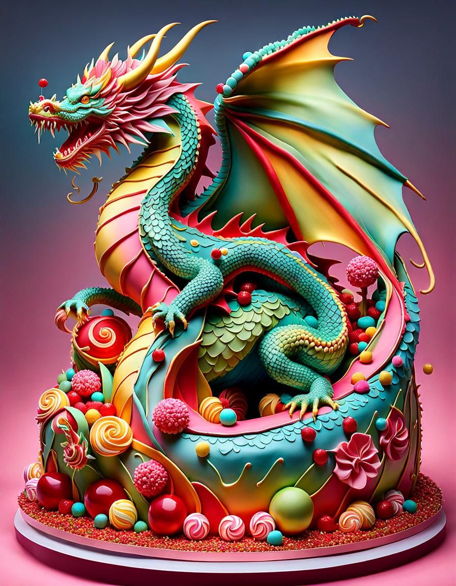 Cake Sculptures Extremely detailed cake sculpture of a dragon, intricate details, maximalism, liberal ...  by @Lennis