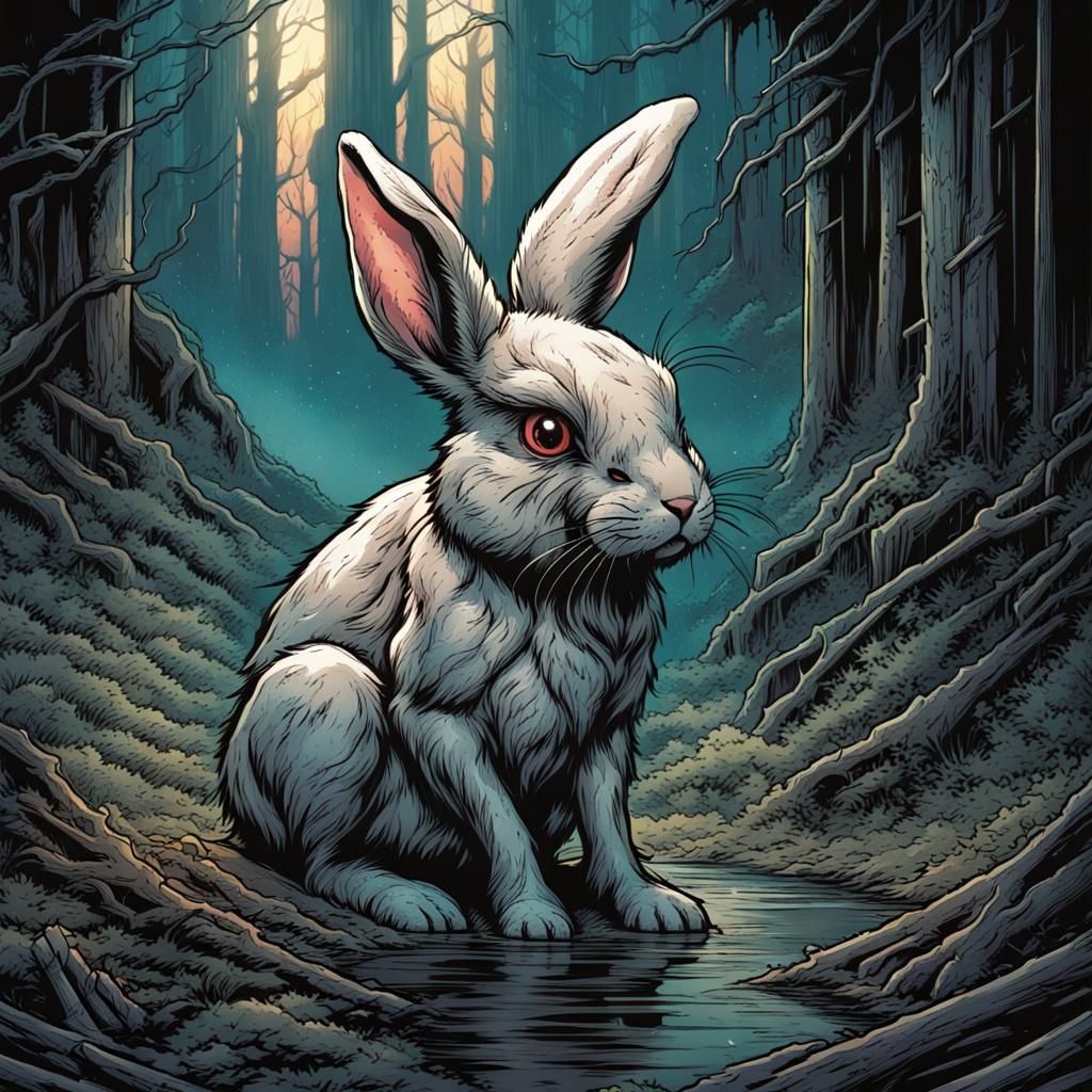 a tear stained bunny