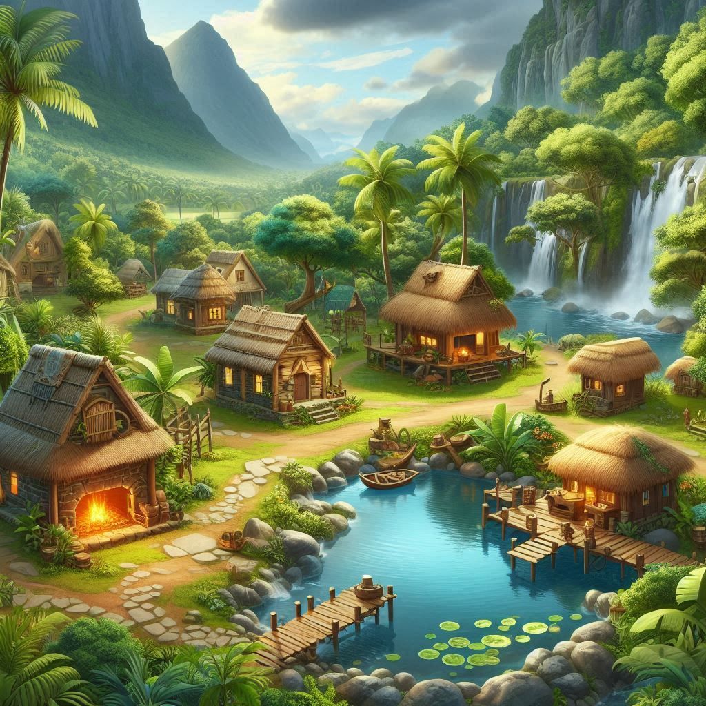 Landschaft im Landesinneren Dorf im Amazonas Dschungel