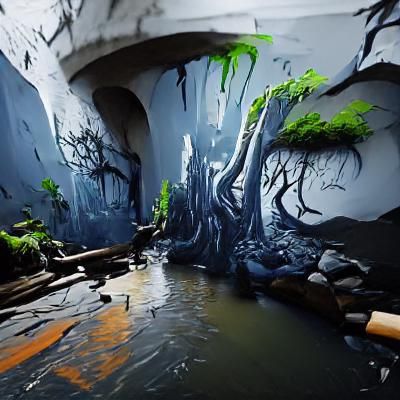 underworld roots river detailed painting Unreal Engine
