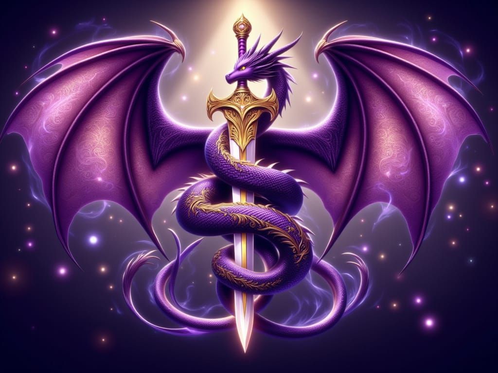 <lora:FiosMysticalArcadia:1.0> Purple Dragon Of the Vespara Sword 