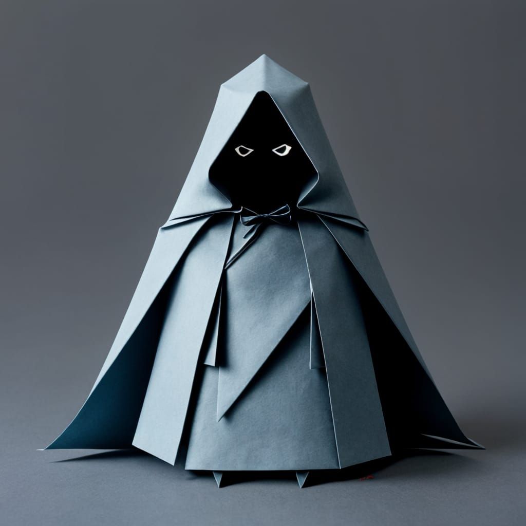 Mysterious Hooded Figure in Origami Style