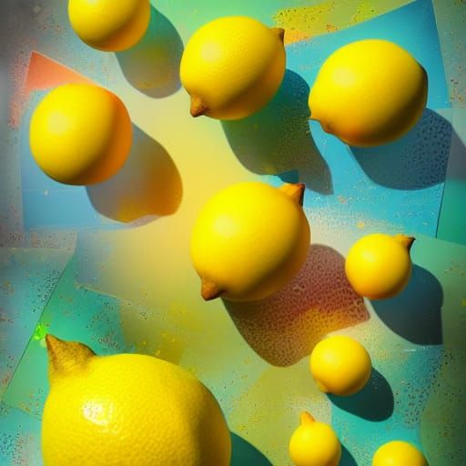 "lemons" a beautifully intricate and detailed mixed media cr...