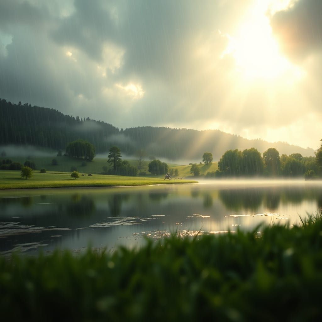 Surreal Countryside Oasis Radiates Magic Under Mysterious Sk...